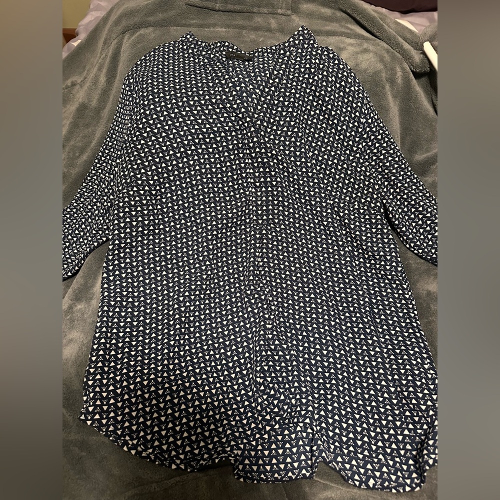 The Limited Navy and Cream Geometric Top